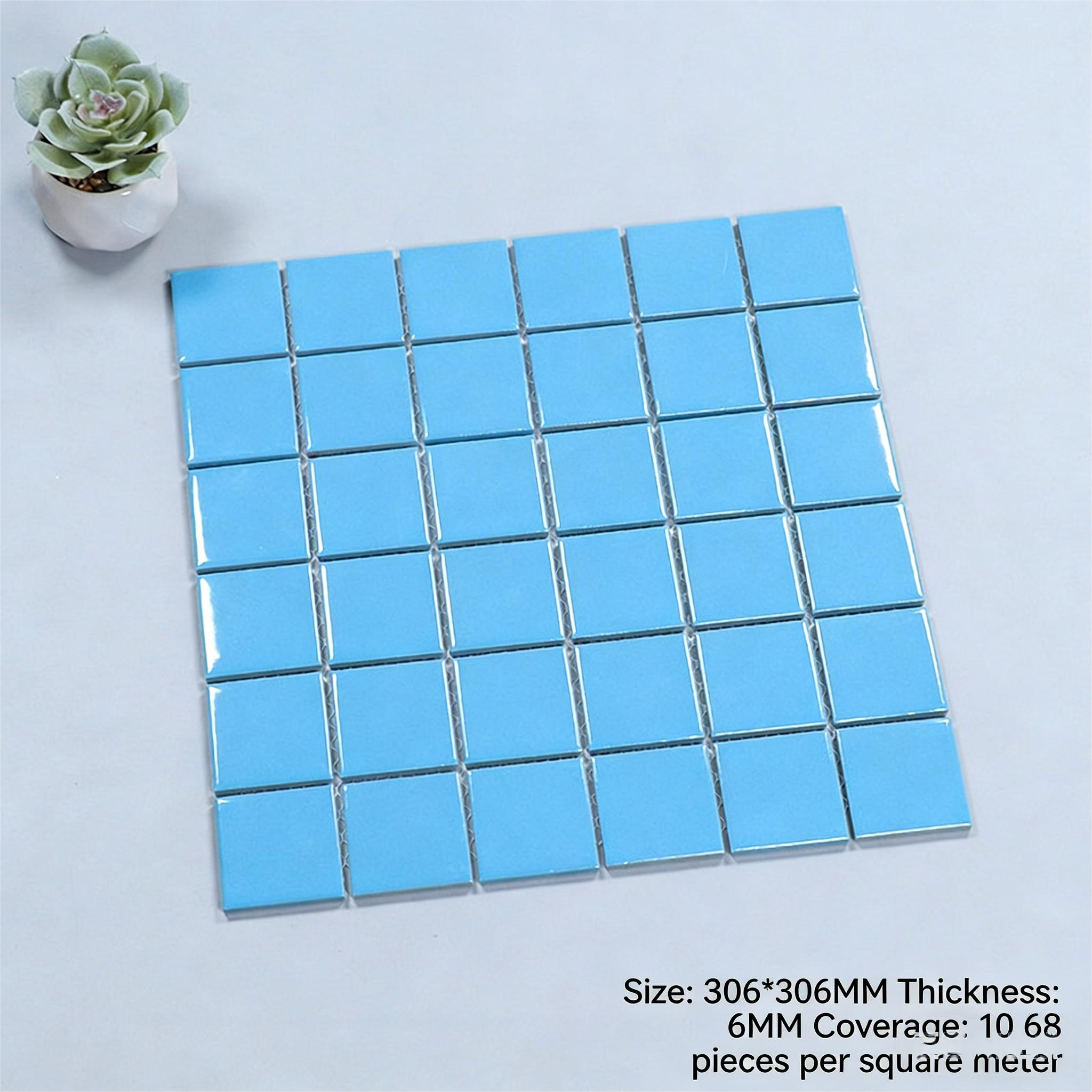 Thick-glazed ceramic mosaic tiles for swimming pools, outdoor use, frost-resistant and anti-slip, suitable for hotel bathrooms, pools, and fish ponds in blue - Tile(Small Stone) / Pool Tiles / Specialized Outdoor Tiles | CHEERFUL Kenya image 8 detail view