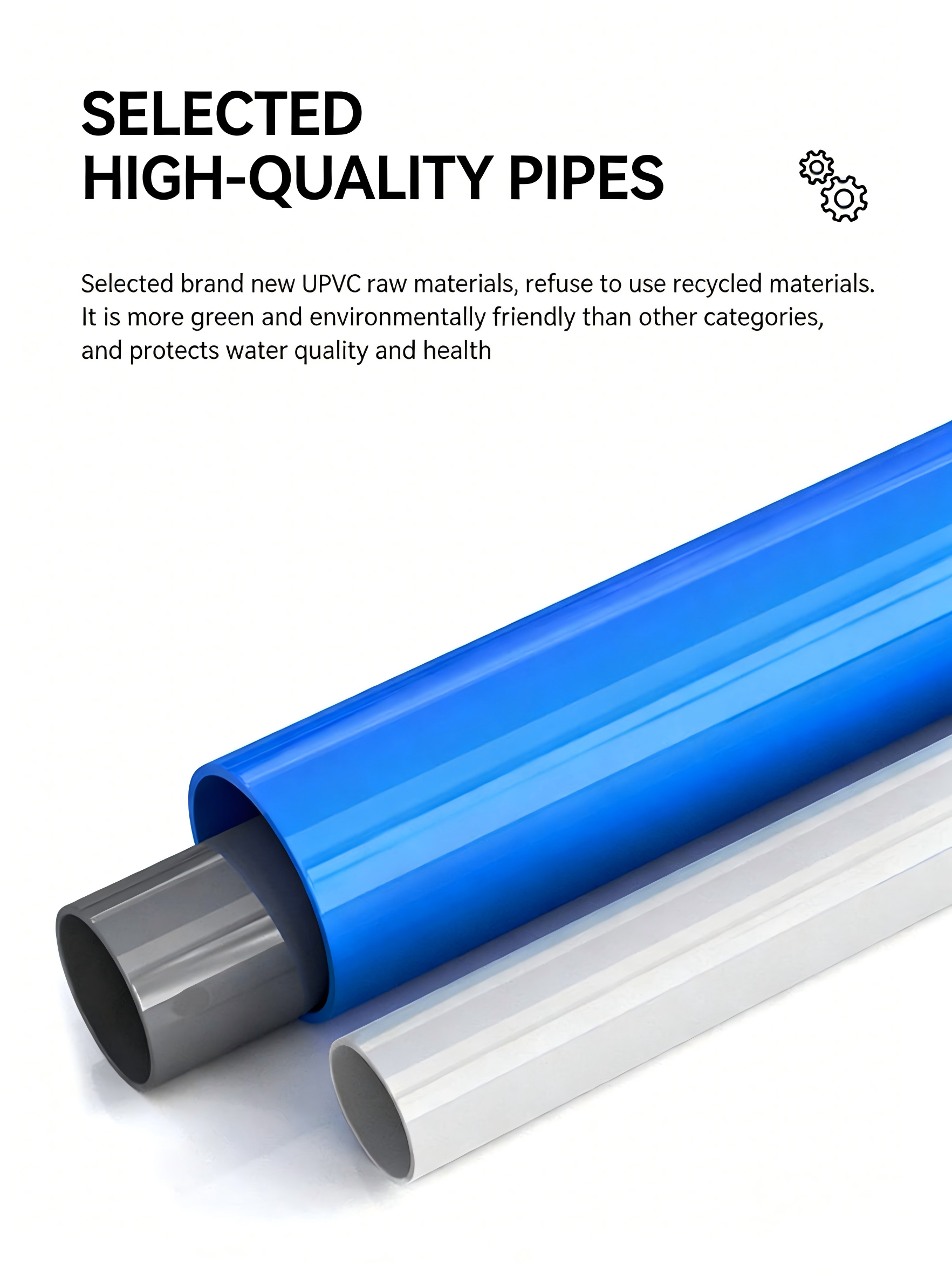 White PVC pipe, gray water supply pipe, UPVC rigid pipe fittings, 20/25/32/50mm plastic fish tank water inlet and outlet pipes - UPVC products | CHEERFUL Kenya image 6 detail view