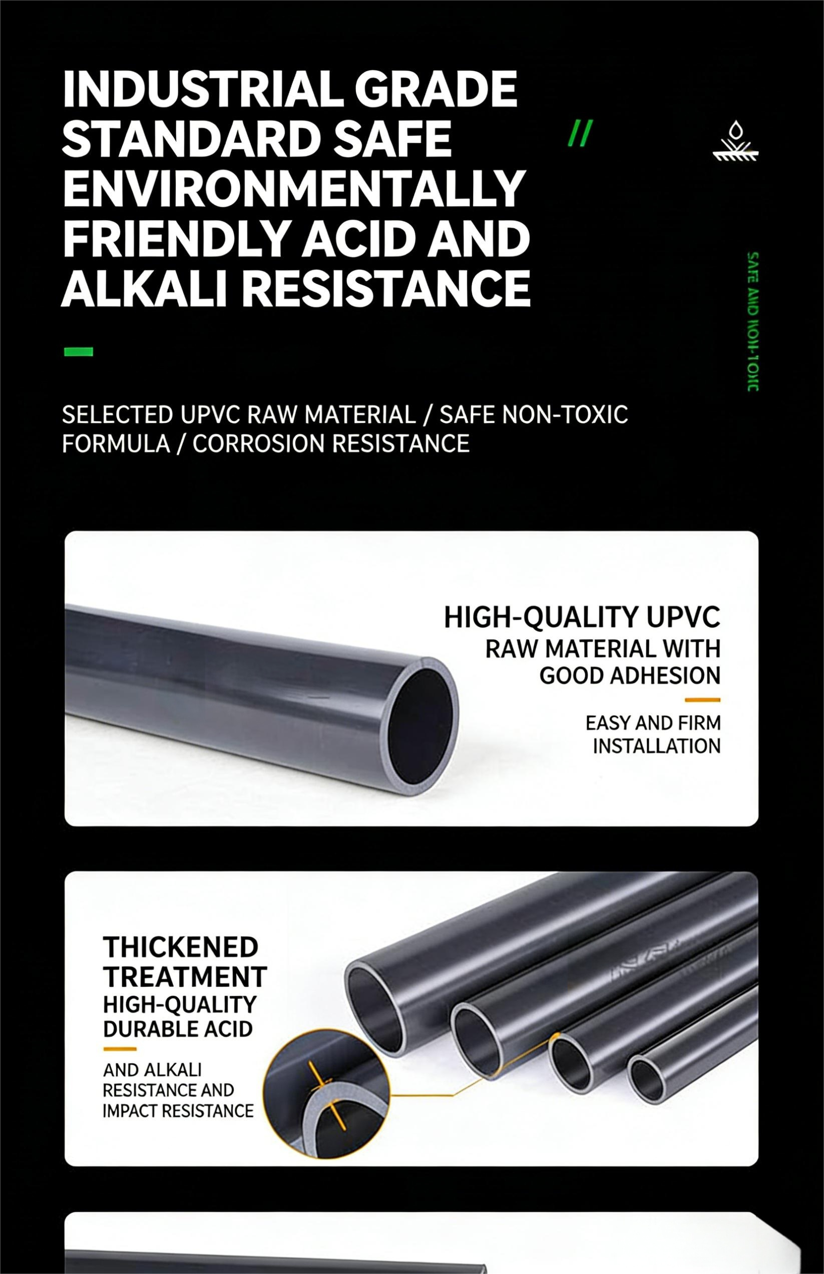 National Standard UPVC Industrial Pipeline Dark Gray Chemical Grade Pipe Fittings Acid and Alkali Resistant Thickened Rigid Pipe Water Supply Fittings DN2032 - UPVC products | CHEERFUL Kenya image 8 detail view