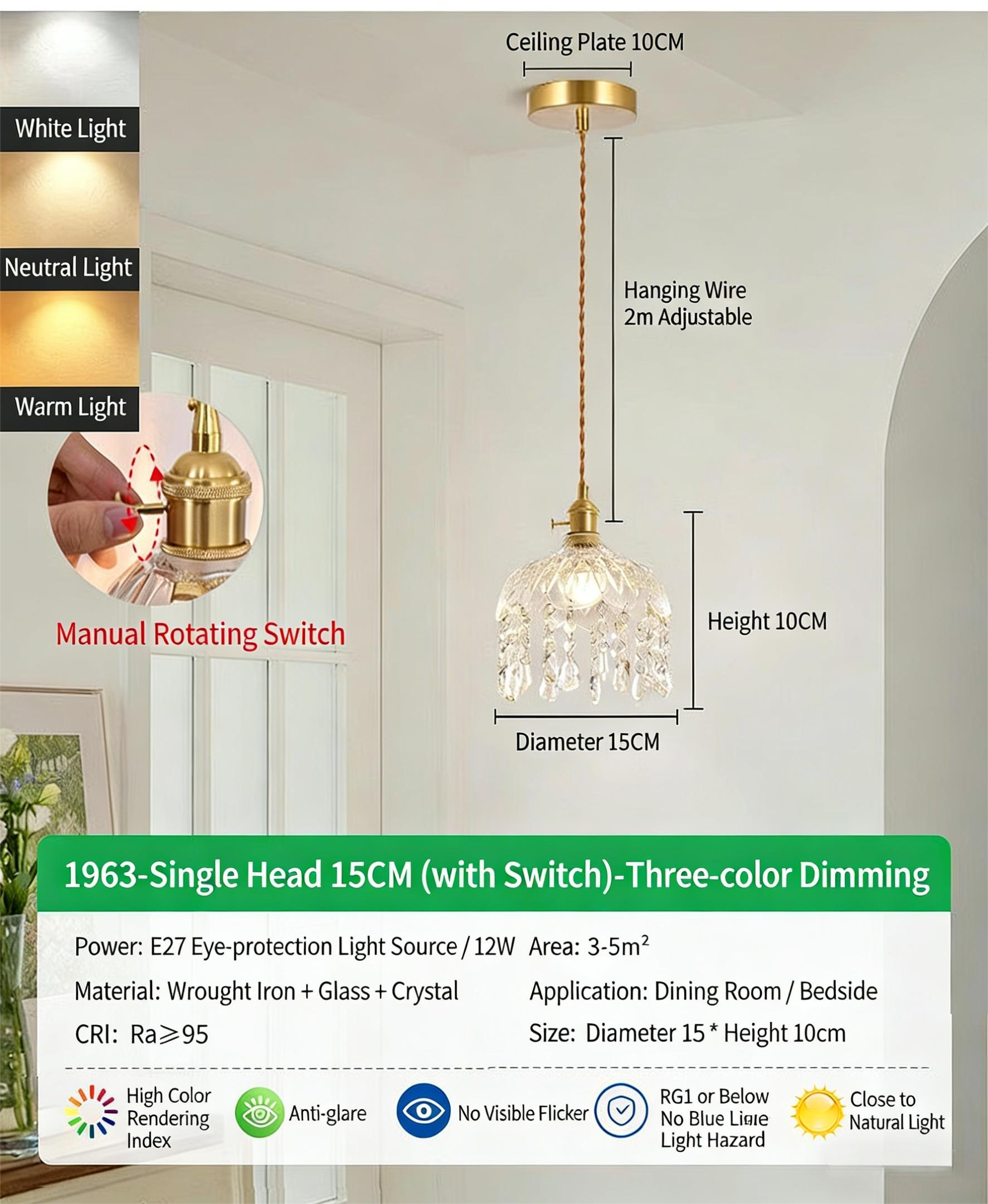 Hallway Lighting, Corridor Lighting, Modern Minimalist Style, Staircase Entrance Hall, Balcony Lighting, French Crystal Chandelier, Small Pendant Light (P271) - Lighting Fixtures | CHEERFUL Kenya image 3 detail view