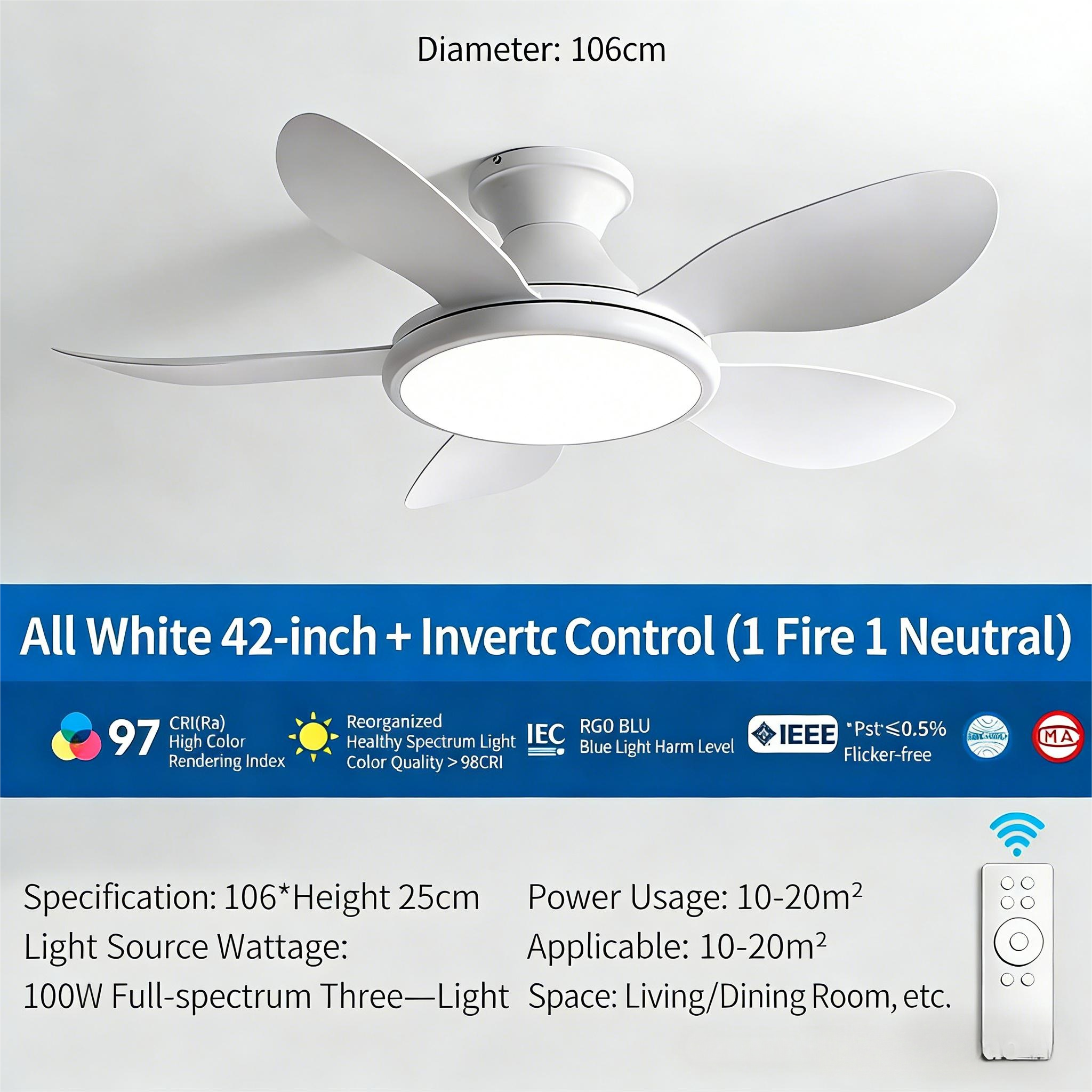 Household ceiling fan light, living room bedroom variable frequency electric integrated fan pendant light - Ceiling Fans | CHEERFUL Kenya image 9 detail view