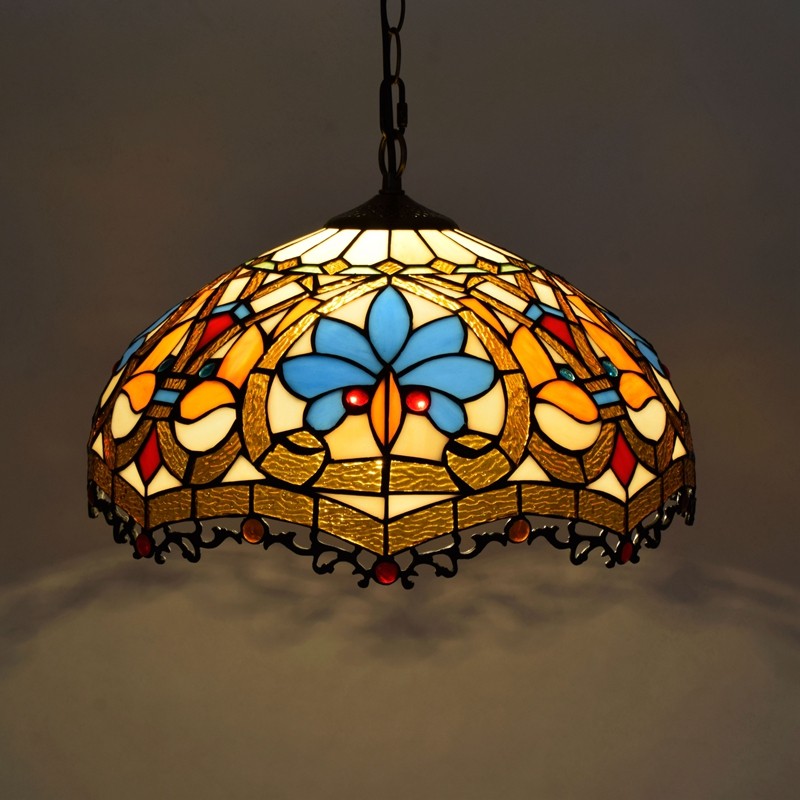 American retro colored glass restaurant light, European bar tea room bedroom balcony corridor glass hanging lamp - Lighting Fixtures | CHEERFUL Kenya image 7
