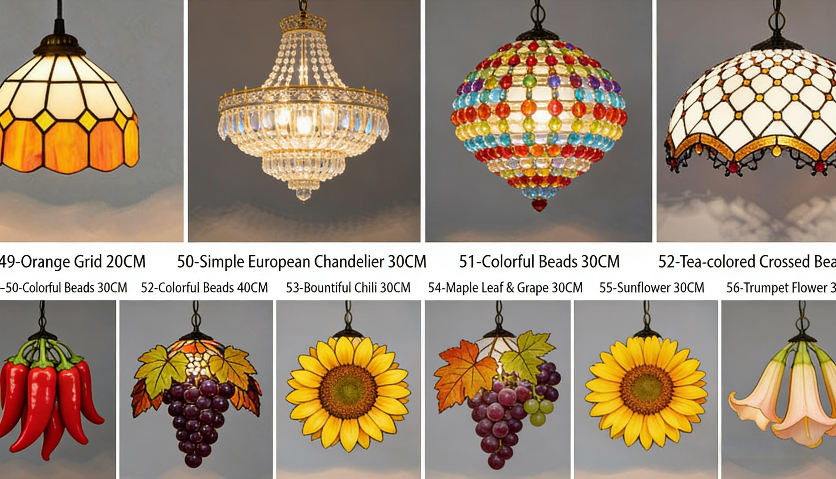American retro colored glass restaurant light, European bar tea room bedroom balcony corridor glass hanging lamp - Lighting Fixtures | CHEERFUL Kenya image 3 detail view