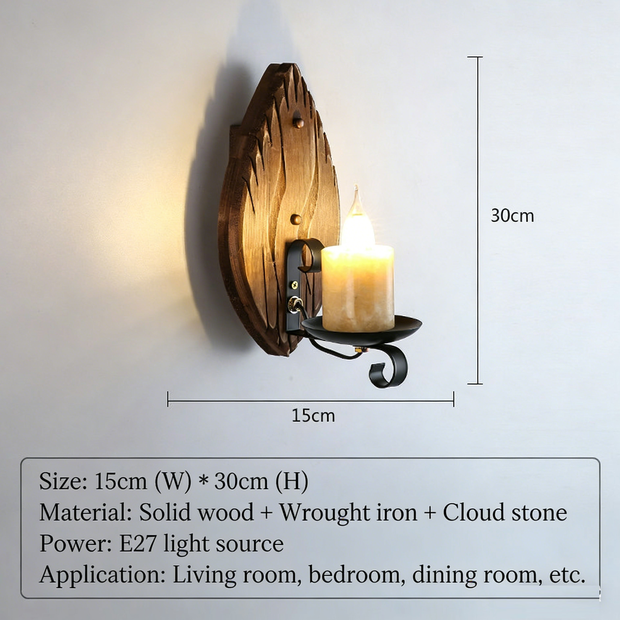 Chinese retro nostalgic boat wooden wall lamp, restaurant creative balcony corridor antique tea room decorative wall lamp - Lighting Fixtures | CHEERFUL Kenya image 5 detail view