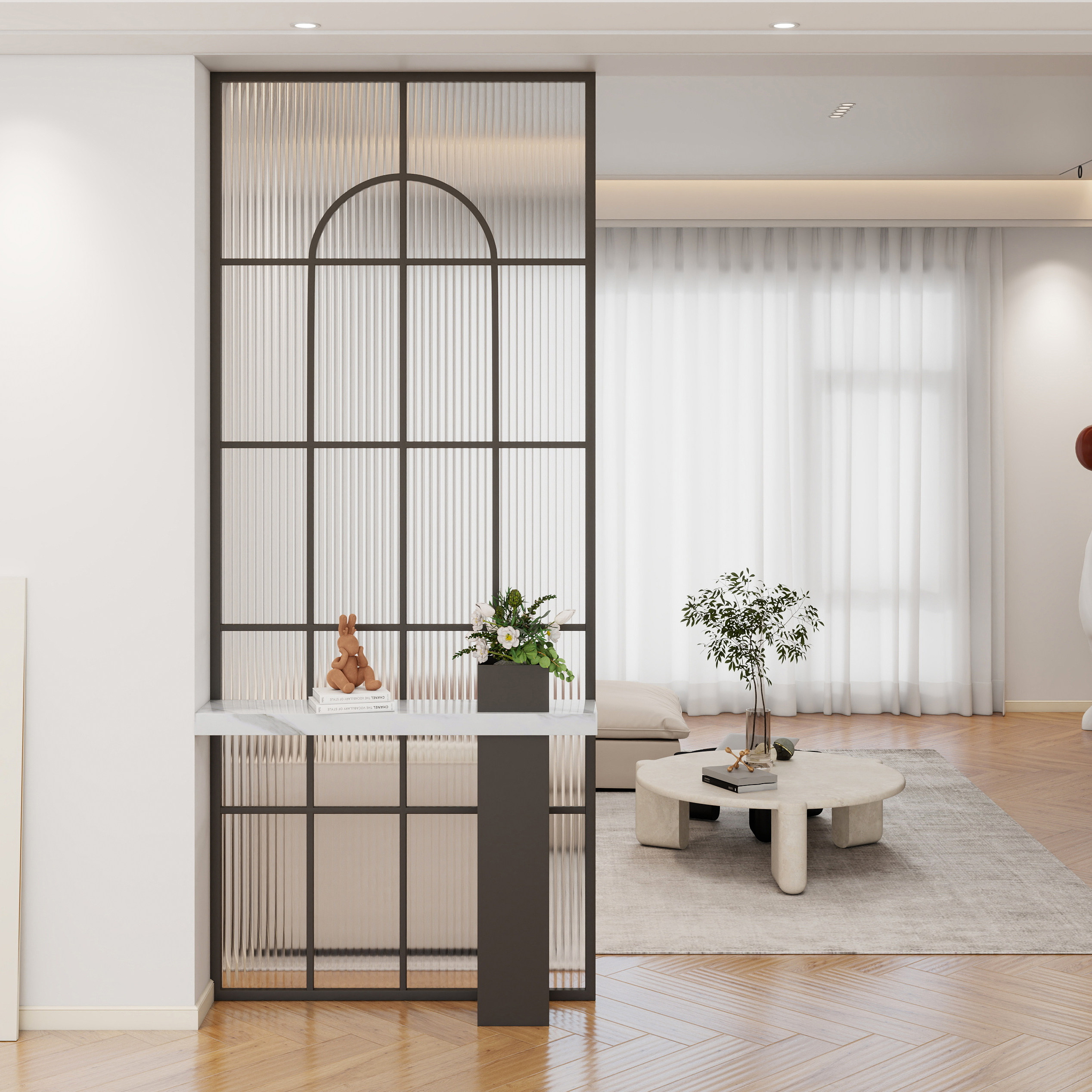 Glass screen, living room decorative entrance, creative simple carbon steel partition screen - Door/Window | CHEERFUL Kenya detail view