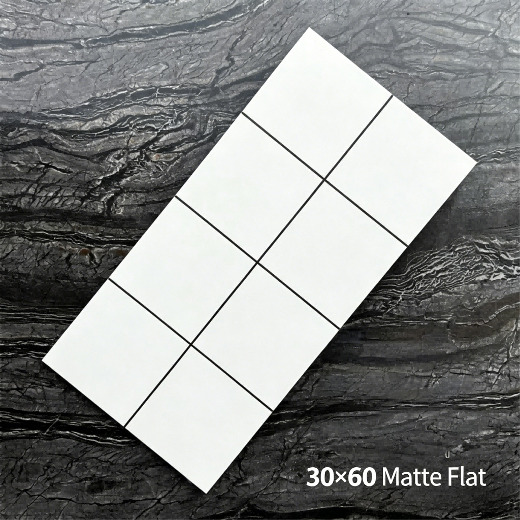 Nordic kitchen and bathroom tiles, checkered wall tiles, cafeteria and dining hall white ceramic tiles - Tile(Small Stone) | CHEERFUL Kenya image 2 detail view